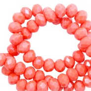 Top Facet kralen 3x2mm disc Coral red-pearl shine coating